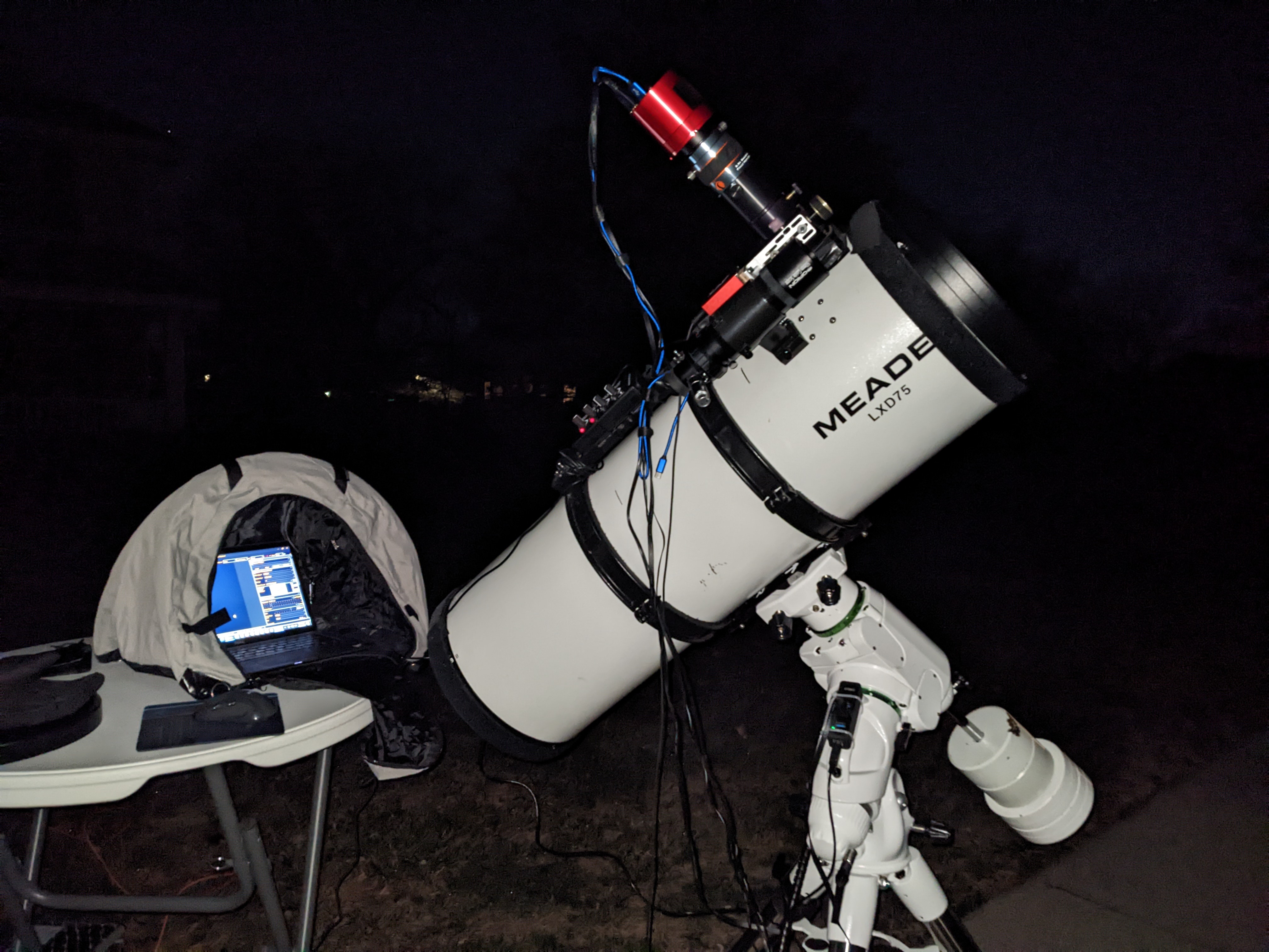 photo of telescope night setup